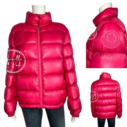Moncler Hot Pink Quilted Down Puffer Jacket Puffer Coat Neon Pink Goose Down