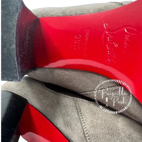 Christian Louboutin Crosta Verabotta 85 Chelsea Boots Grey Black Ankle Boots 36.5