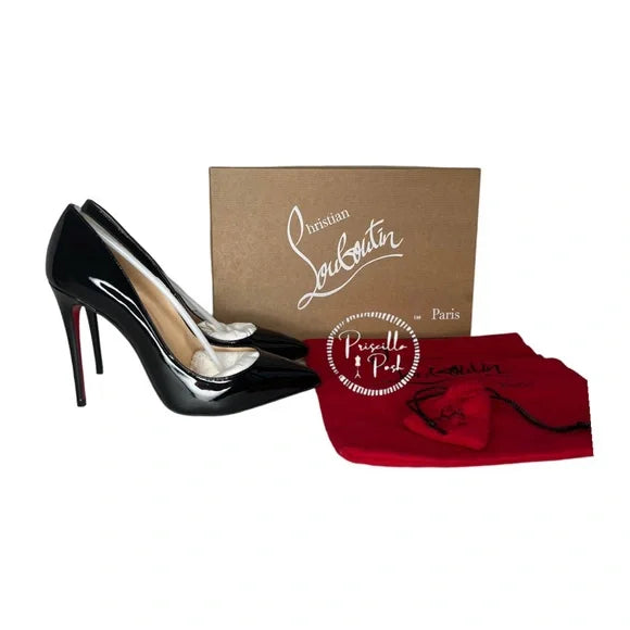 Christian Louboutin Pigalle Follies Black Patent Leather 100mm Red Sole Pumps 37