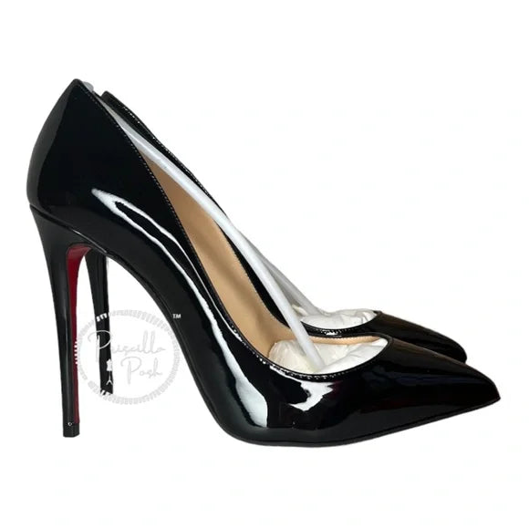 Christian Louboutin Pigalle Follies Black Patent Leather 100mm Red Sole Pumps 37