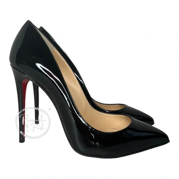 Christian Louboutin Pigalle Follies Black Patent Leather 100mm Red Sole Pumps 37