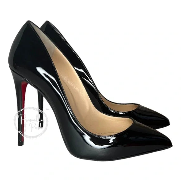Christian Louboutin Pigalle Follies Black Patent Leather 100mm Red Sole Pumps 37