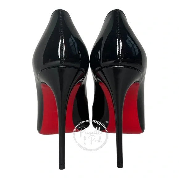 Christian Louboutin Pigalle Follies Black Patent Leather 100mm Red Sole Pumps 37
