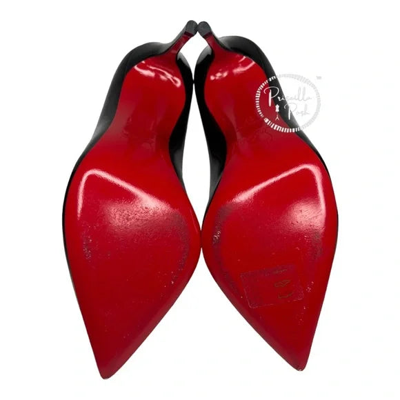 Christian Louboutin Pigalle Follies Black Patent Leather 100mm Red Sole Pumps 37