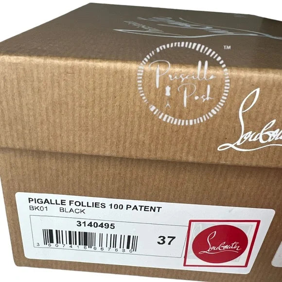 Christian Louboutin Pigalle Follies Black Patent Leather 100mm Red Sole Pumps 37