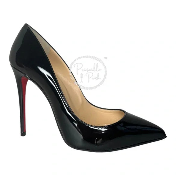 Christian Louboutin Pigalle Follies Black Patent Leather 100mm Red Sole Pumps 37