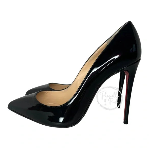 Christian Louboutin Pigalle Follies Black Patent Leather 100mm Red Sole Pumps 37