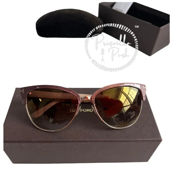 NEW TOM FORD Women's Fany Cat Eye Sunglasses, 59mm Pink Brown