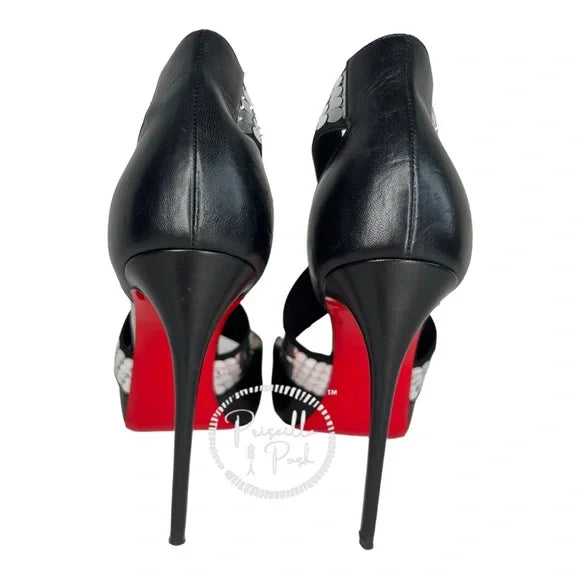 Christian Louboutin Xiletta Disco Ball Red Sole Sandals Black Silver Sequin 38