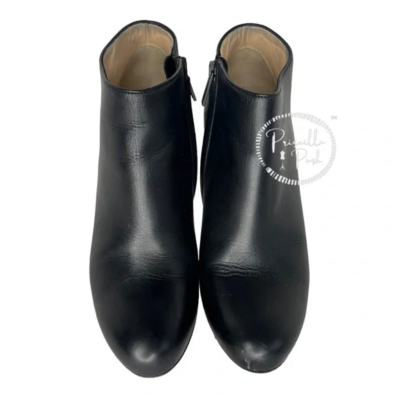 Christian Louboutin Black Leather Heeled Ankle Boots Booties 37