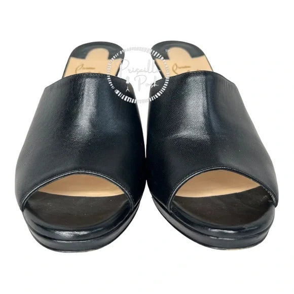 Christian Louboutin Black Leather Sandal Mule 100mm Napa Red Sole Slide Sandal 38