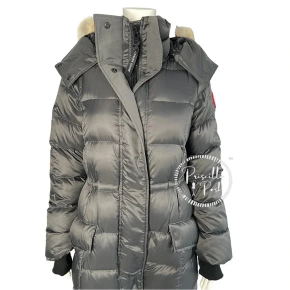 Canada Goose Lunenburg Fox Fur Trim Down Parka 3206L Graphite Grey Black Long Medium