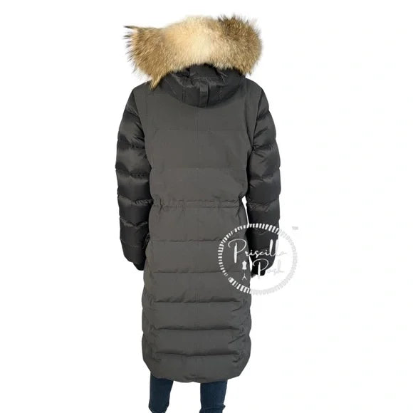 Canada Goose Lunenburg Fox Fur Trim Down Parka 3206L Graphite Grey Black Long Medium