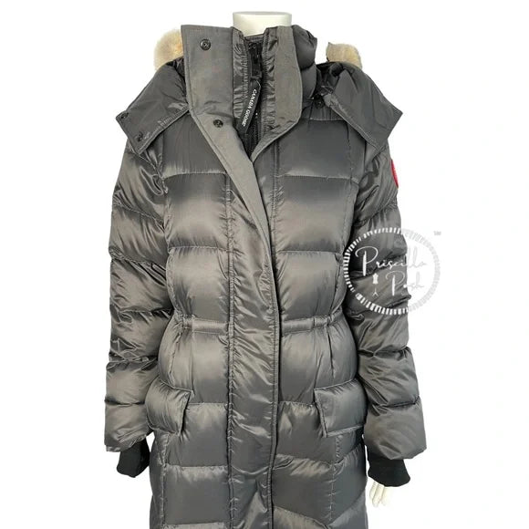 Canada Goose Lunenburg Fox Fur Trim Down Parka 3206L Graphite Grey Black Long Medium