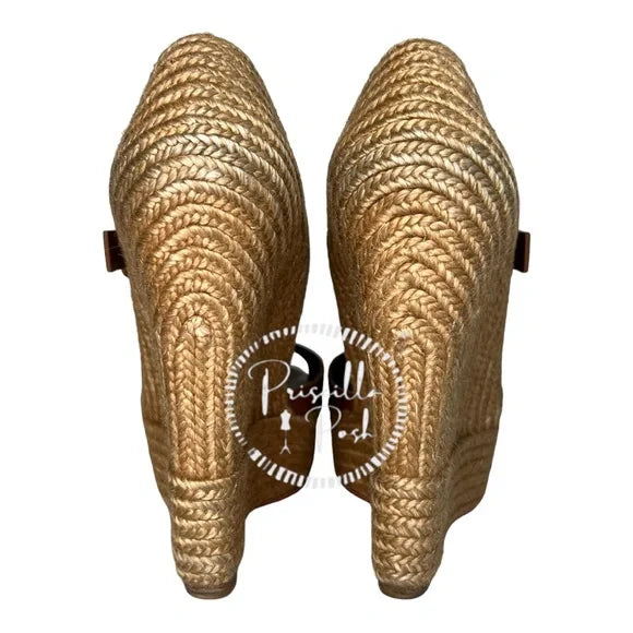 Christian Louboutin Praia 140 Espadrilles Wedges Camel Brown Platform Jute 39