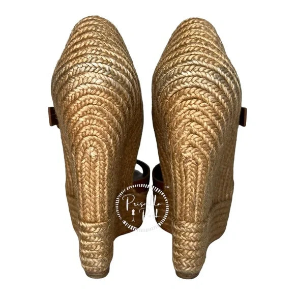 Christian Louboutin Praia 140 Espadrilles Wedges Camel Brown Platform Jute 39