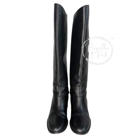 Christian Louboutin Black Leather Tall Knee Boot 37 Black Leather Knee High