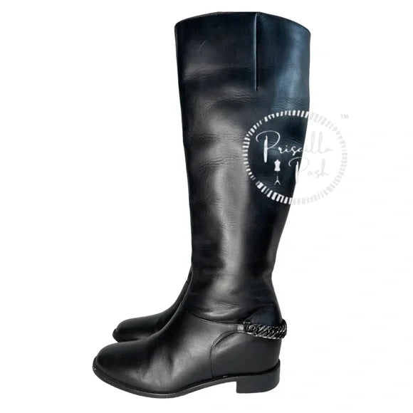 Christian Louboutin Black Leather Tall Knee Boot 37 Black Leather Knee High