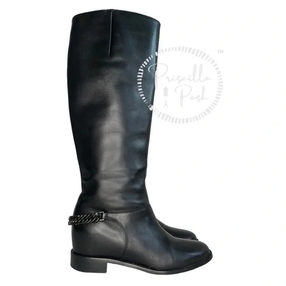 Christian Louboutin Black Leather Tall Knee Boot 37 Black Leather Knee High