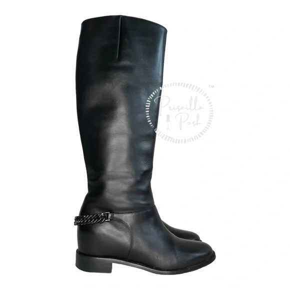 Christian Louboutin Black Leather Tall Knee Boot 37 Black Leather Knee High