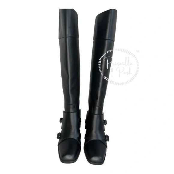 NEW Christian Louboutin Black Riding Boots Knee High Riding Boots 39