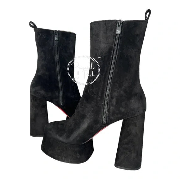 NWB Christian Louboutin Izamayaz suede platform ankle boots 40 Block Heel