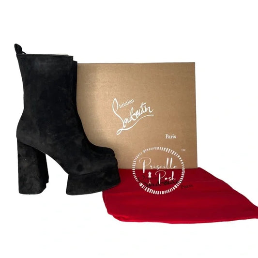 NWB Christian Louboutin Izamayaz suede platform ankle boots 40 Block Heel