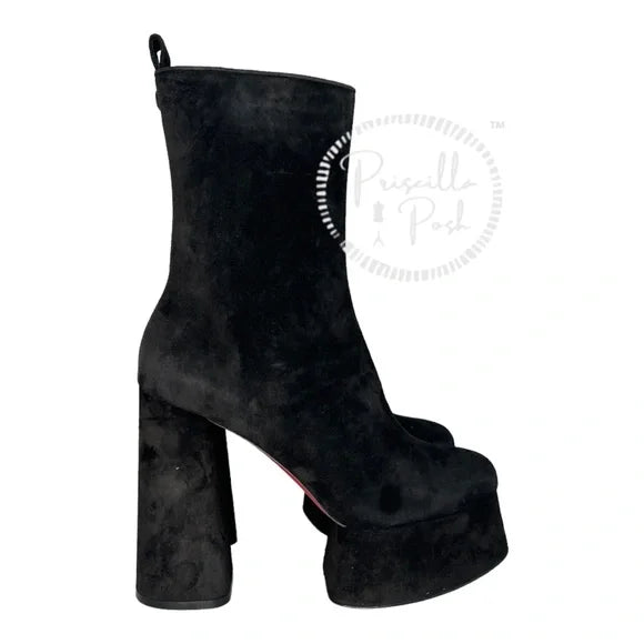 NWB Christian Louboutin Izamayaz suede platform ankle boots 40 Block Heel