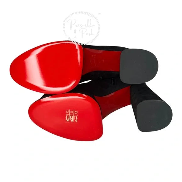 NWB Christian Louboutin Izamayaz suede platform ankle boots 40 Block Heel