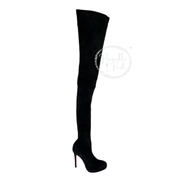 Christian Louboutin Suede Calfskin Louise XI 120 Thigh High Boots 37.5