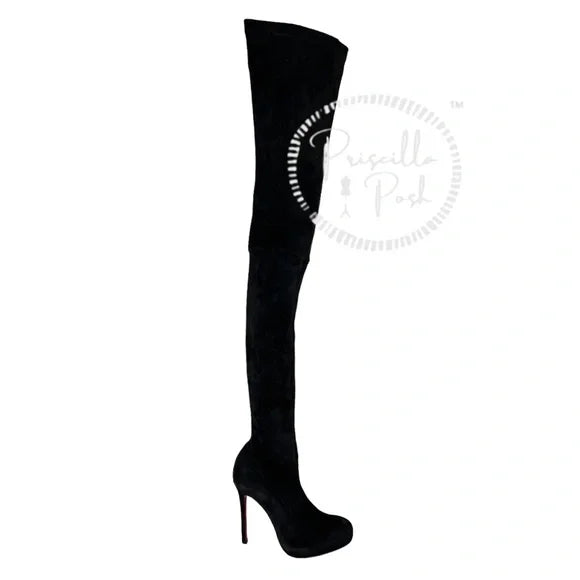 Christian Louboutin Suede Calfskin Louise XI 120 Thigh High Boots 37.5
