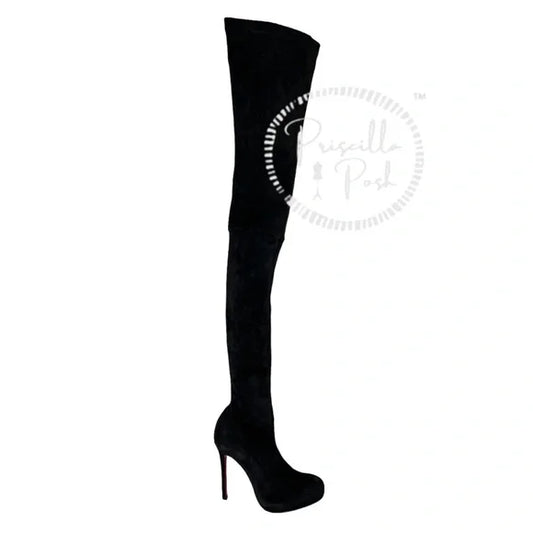Christian Louboutin Suede Calfskin Louise XI 120 Thigh High Boots 37.5