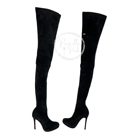 Christian Louboutin Suede Calfskin Louise XI 120 Thigh High Boots 37.5