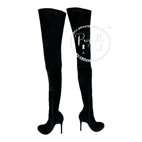 Christian Louboutin Suede Calfskin Louise XI 120 Thigh High Boots 37.5