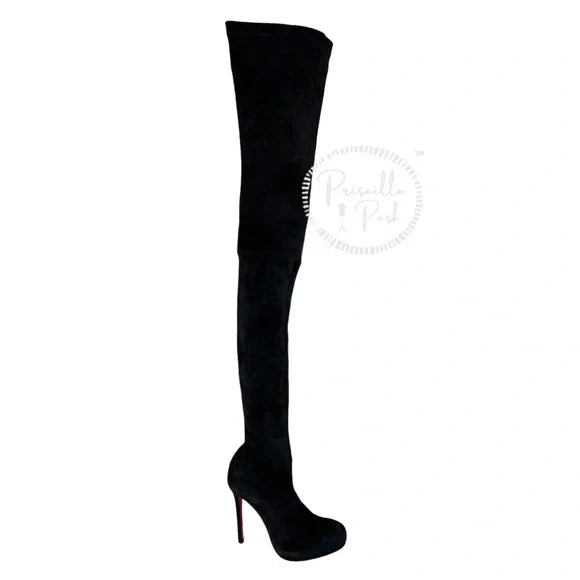 Christian Louboutin Suede Calfskin Louise XI 120 Thigh High Boots 37.5
