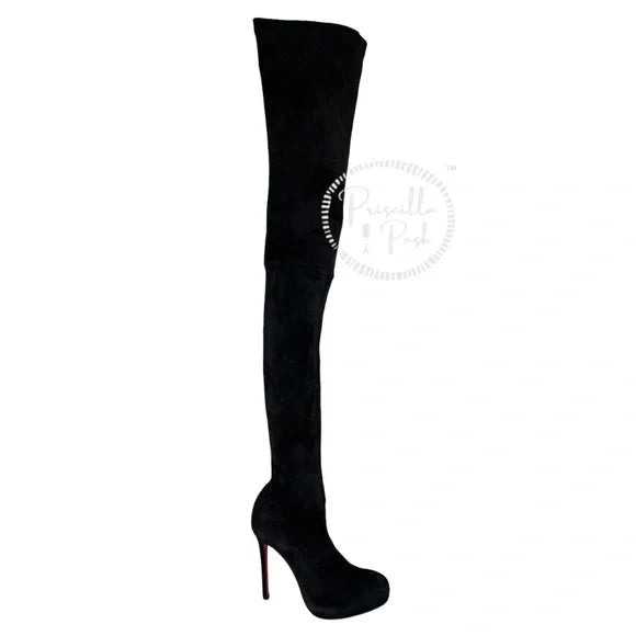 Christian Louboutin Suede Calfskin Louise XI 120 Thigh High Boots 37.5