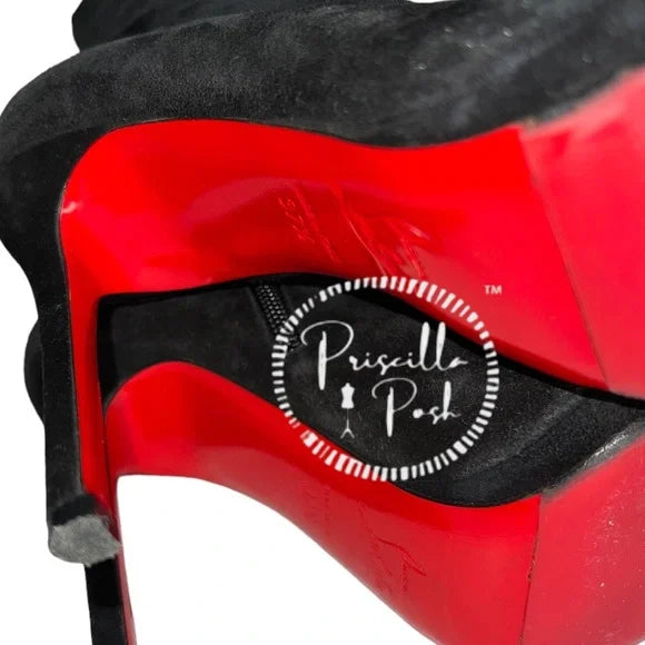 Christian Louboutin Suede Calfskin Louise XI 120 Thigh High Boots 37.5