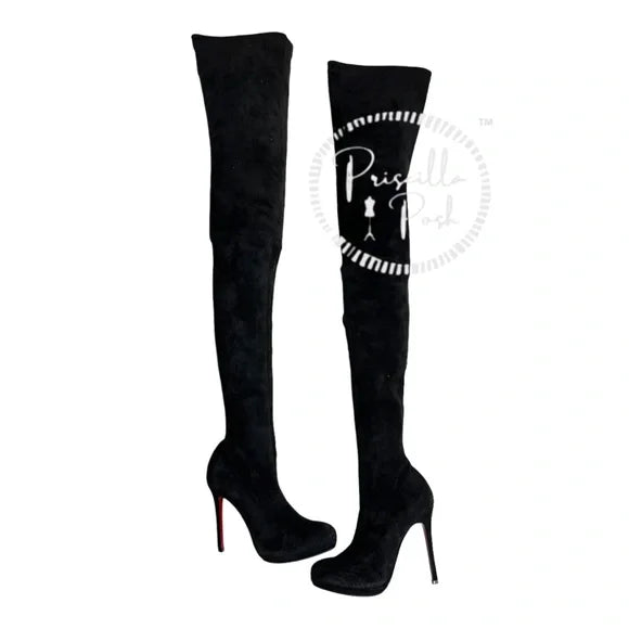 Christian Louboutin Suede Calfskin Louise XI 120 Thigh High Boots 37.5