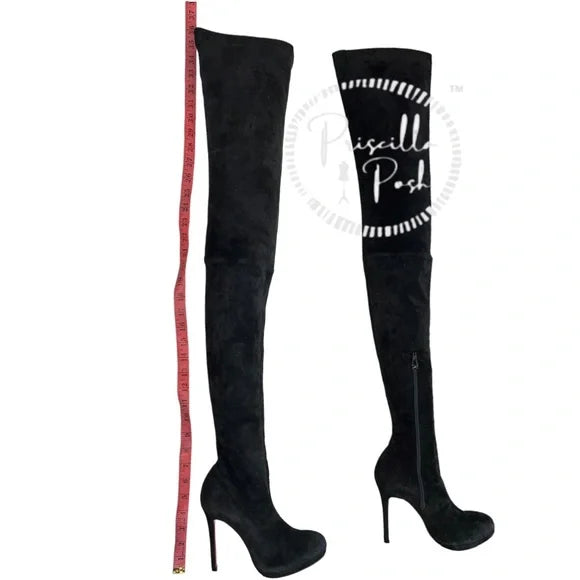 Christian Louboutin Suede Calfskin Louise XI 120 Thigh High Boots 37.5
