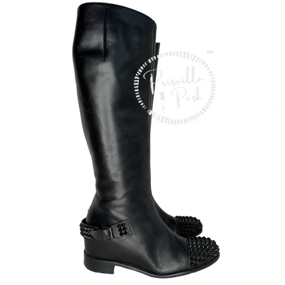 Christian Louboutin Egotina Spike Red-Sole Boot, Black 37.5