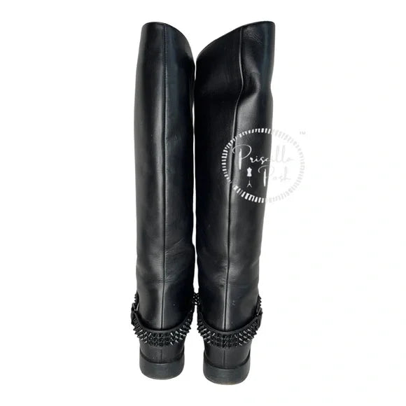 Christian Louboutin Egotina Spike Red-Sole Boot, Black 37.5