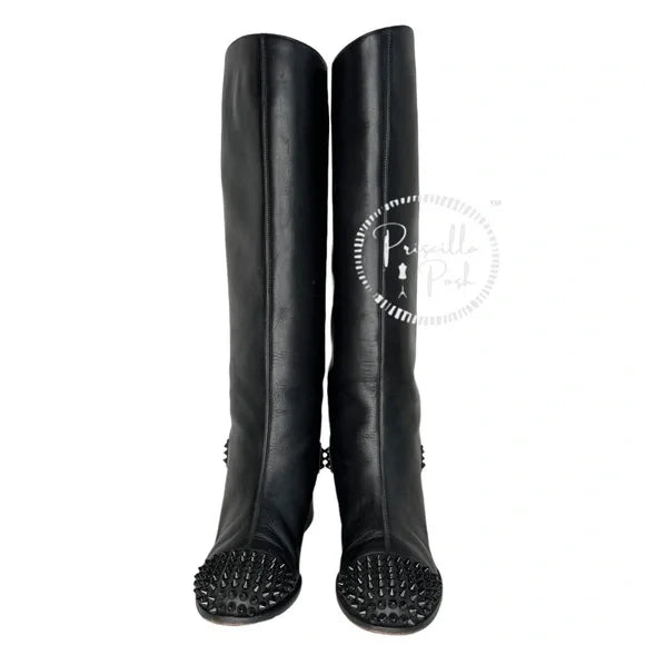 Christian Louboutin Egotina Spike Red-Sole Boot, Black 37.5