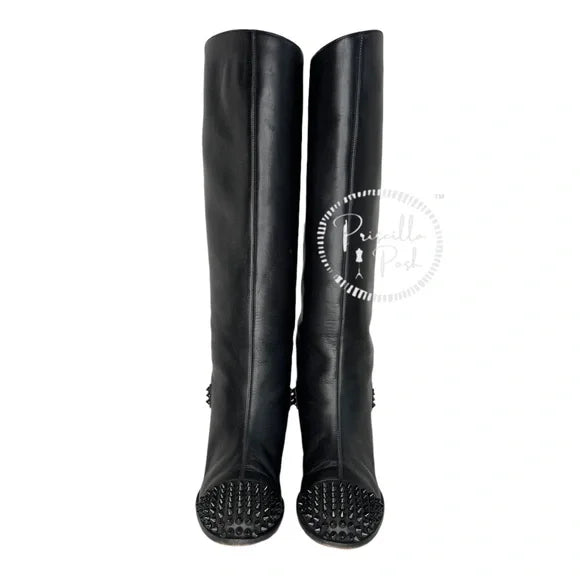 Christian Louboutin Egotina Spike Red-Sole Boot, Black 37.5