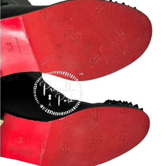 Christian Louboutin Egotina Spike Red-Sole Boot, Black 37.5