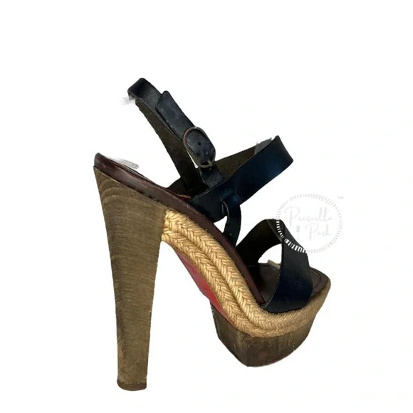 Christian Louboutin Calfskin Rope Satrinxa 120 Platform Sandals Ankle Strap 37
