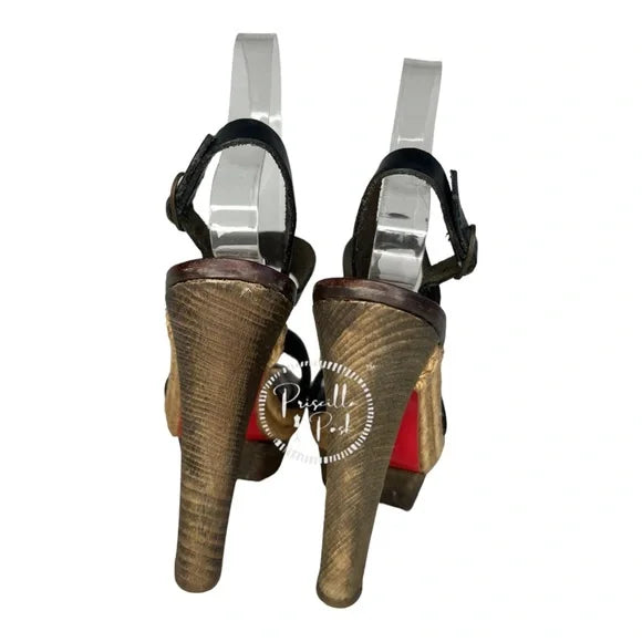 Christian Louboutin Calfskin Rope Satrinxa 120 Platform Sandals Ankle Strap 37