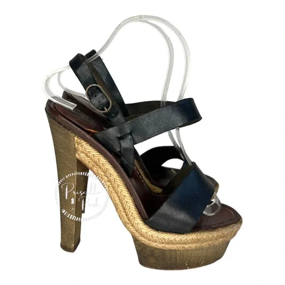 Christian Louboutin Calfskin Rope Satrinxa 120 Platform Sandals Ankle Strap 37