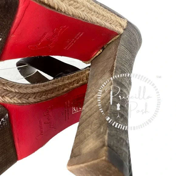Christian Louboutin Calfskin Rope Satrinxa 120 Platform Sandals Ankle Strap 37