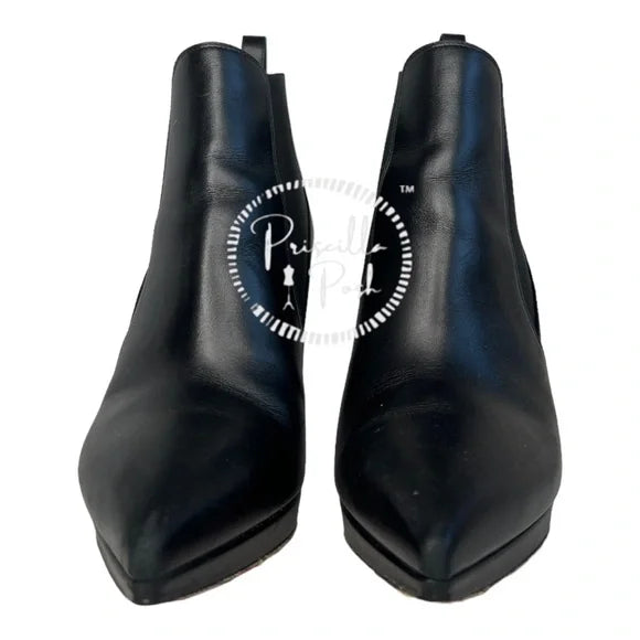 Christian Louboutin Black Leather Crochinetta 100 Ankle Boots Pointed Toe 37.5