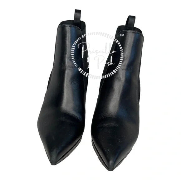 Christian Louboutin Black Leather Crochinetta 100 Ankle Boots Pointed Toe 37.5